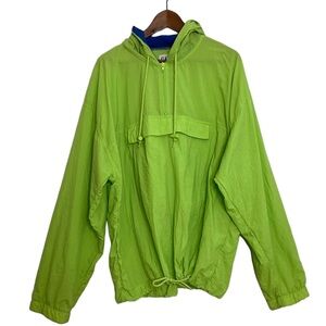 Vintage Gap Anorak Mens XL Green Half Zip Hooded Windbreaker 90s Unisex Jacket